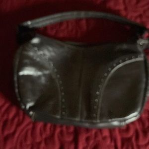 Genuine metallic pewter gray leather purse